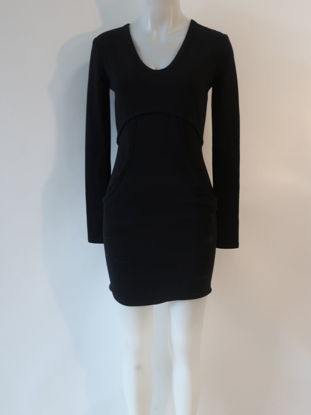NWT Womens T Alexander Wang Black Long Sleeve Dress S